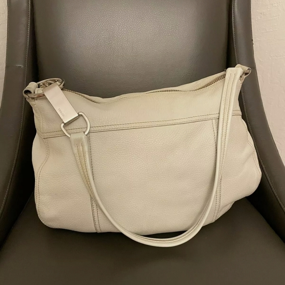 Prada Vitello Bag Winter White/Cream Large Tote Purse Bag - Picture 3 of 10